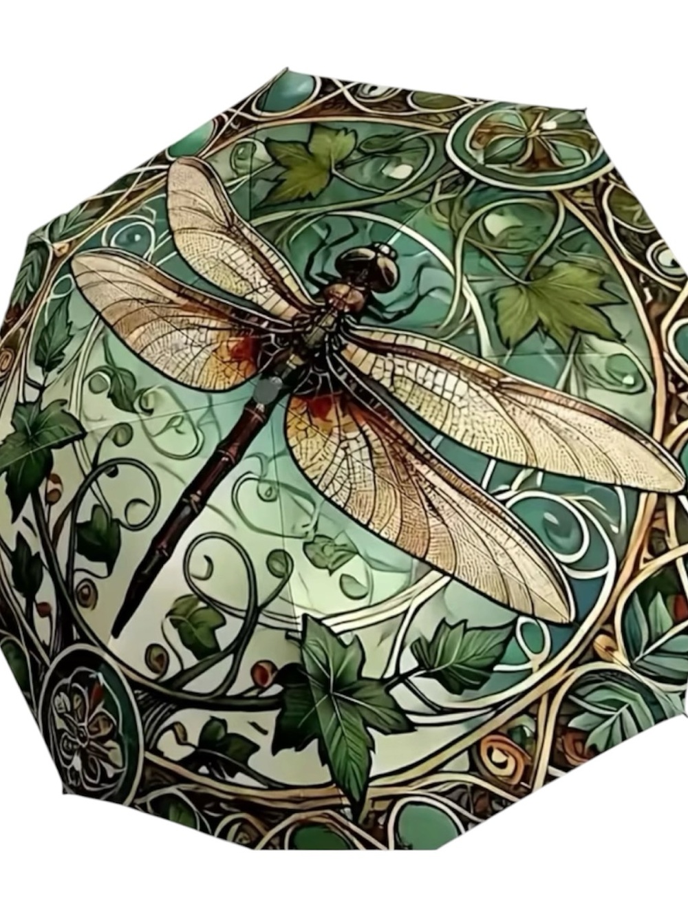 NWOT Dragonfly Painted Umbrella, Automatic folding,Water Wind Resistant
